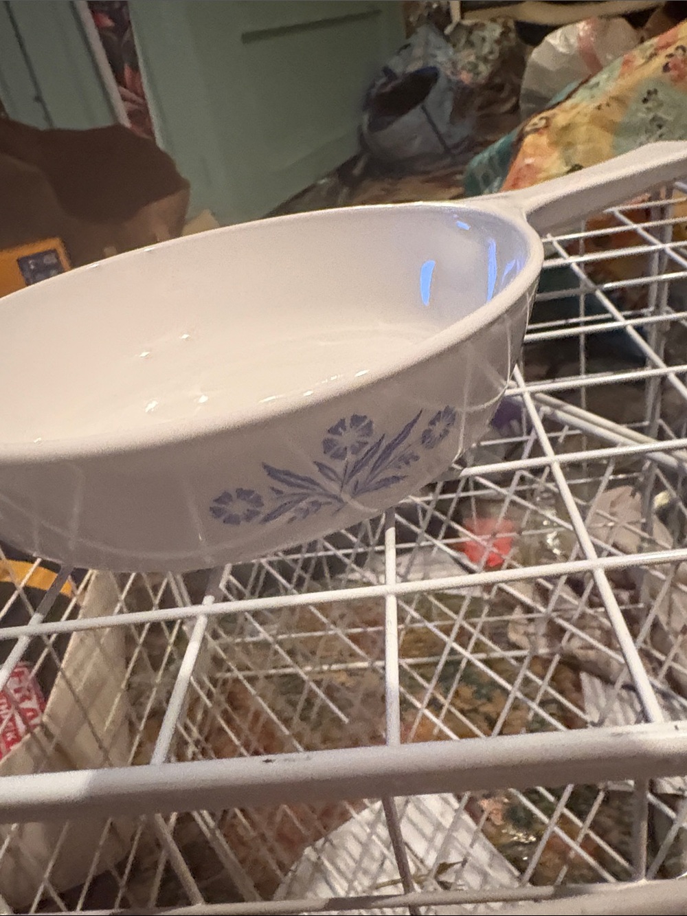 Corningware White Casserole Dish with Blue Floral Pattern